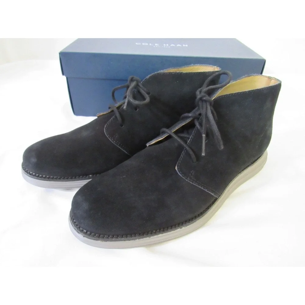 Cole Haan Chukka Boots Sz 8.5 M Lunargrand‎ Black Suede Lace Up Casual Grand Os